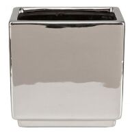 Кашпо для квітів Mirror Silver кераміка 15 дзеркальний куб 55164