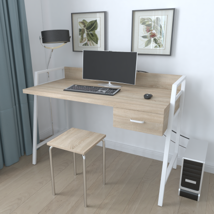 Письмовий стіл Ferrum-decor 750x1200x600 Білий метал ДСП Дуб Сонома 32 мм (FRD-103460) Письмовий стіл Ferrum-decor 750x1200x600 Білий метал ДСП Дуб Сонома 32 мм (FRD-103460)