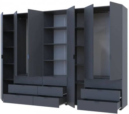 Шафа для одягу Doros Гелар Графіт 3+3ДСП з пеналом 292.4х49.5х203.4 (DRS-011924) Шафа для одягу Doros Гелар Графіт 3+3ДСП з пеналом 292.4х49.5х203.4 (DRS-011924)
