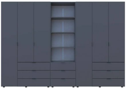 Шафа для одягу Doros Гелар Графіт 3+3ДСП з пеналом 292.4х49.5х203.4 (DRS-011924) Шафа для одягу Doros Гелар Графіт 3+3ДСП з пеналом 292.4х49.5х203.4 (DRS-011924)
