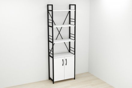 Етажерка 4/60 Ferrum-decor Серії Конект із тумбою 179x60x28 Чорний ДСП Біле (FRD-104484)