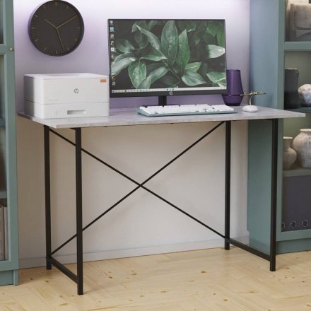 Стіл письмовий Line Лайт Ferrum-decor 750x1200x600 Чорний метал ДСП Бетон 16 мм (FRD-104863) Стіл письмовий Line Лайт Ferrum-decor 750x1200x600 Чорний метал ДСП Бетон 16 мм (FRD-104863)