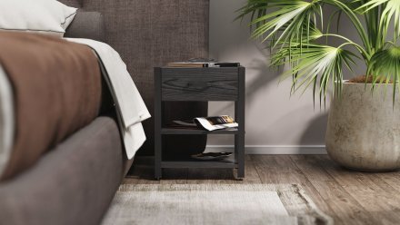 Тумба універсальна Ferrum-decor Вів'єн 1/2 50x41x40 чорний ДСП Сосна Кембра 16мм (FRD-104126)