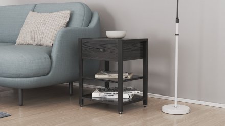 Тумба універсальна Ferrum-decor Вів'єн 1/2 50x41x40 чорний ДСП Сосна Кембра 16мм (FRD-104126)