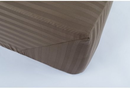 Простирадло Готель сатин страйп 1х1 кава Туреччина 160х200х25 см на резинці