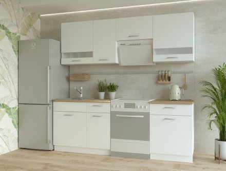 Кухня модульна Doros Лея 220х60х250 см Білий гладкий/Дуб сонома/Скло (DRS-011322) Кухня модульна Doros Лея 220х60х250 см Білий гладкий/Дуб сонома/Скло (DRS-011322)