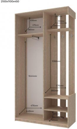 Передпокій з дзеркалом Doros City One Door 110х45х210 см Дуб cонома (DRS-011306) Передпокій з дзеркалом Doros City One Door 110х45х210 см Дуб cонома (DRS-011306)