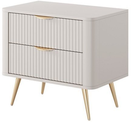 Тумба приліжкова Perfect Home Ланте / Lante з 2 шухлядами і золотими ніжками 2S Беж (PFH-091123)