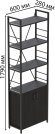 Етажерка 4/60 Ferrum-decor Серії Конект із тумбою 179x60x28 Чорний ДСП Сосна Кембра (FRD-104486)
