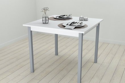 Стіл кухонний Ferrum-decor Дієго 75x80x80 Сірий ДСП Біле 16мм (FRD-106305) Стіл кухонний Ferrum-decor Дієго 75x80x80 Сірий ДСП Біле 16мм (FRD-106305)