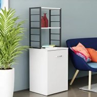 Стіл-тумба трансформер Смарт 4/1 з етажеркою Ferrum-decor 1430x1450x500 Чорний метал ДСП Біле 16 мм (FRD-105123) Стіл-тумба трансформер Смарт 4/1 з етажеркою Ferrum-decor 1430x1450x500 Чорний метал ДСП Біле 16 мм (FRD-105123)
