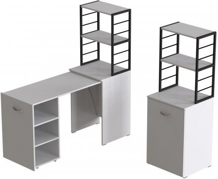 Стіл-тумба трансформер Смарт 4/1 з етажеркою Ferrum-decor 1430x1450x500 Чорний метал ДСП Біле 16 мм (FRD-105123) Стіл-тумба трансформер Смарт 4/1 з етажеркою Ferrum-decor 1430x1450x500 Чорний метал ДСП Біле 16 мм (FRD-105123)