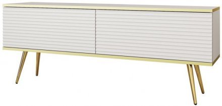 Тумба під телевізор Perfect Home Оро / Oro 2-дверна з золотими ніжками RTV135 MDF Білий (PFH-091329) Тумба під телевізор Perfect Home Оро / Oro 2-дверна з золотими ніжками RTV135 MDF Білий (PFH-091329)