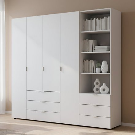 Шафа для одягу Doros Гелар Білий 4ДСП з пеналом 215х49.5х203.4 (DRS-011927) Шафа для одягу Doros Гелар Білий 4ДСП з пеналом 215х49.5х203.4 (DRS-011927)
