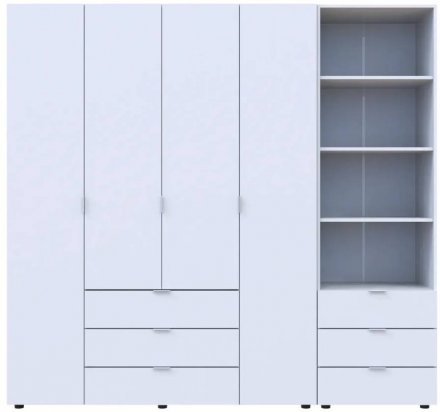 Шафа для одягу Doros Гелар Білий 4ДСП з пеналом 215х49.5х203.4 (DRS-011927) Шафа для одягу Doros Гелар Білий 4ДСП з пеналом 215х49.5х203.4 (DRS-011927)
