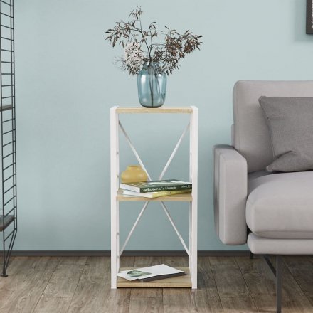 Етажерка 3/34 Ferrum-decor Серії Конект 73x34x28 білий ДСП Дуб Сонома 16мм (FRD-104298)