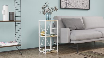 Етажерка 3/34 Ferrum-decor Серії Конект 73x34x28 білий ДСП Дуб Сонома 16мм (FRD-104298)