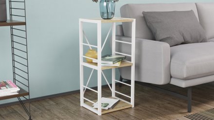 Етажерка 3/34 Ferrum-decor Серії Конект 73x34x28 білий ДСП Дуб Сонома 16мм (FRD-104298)