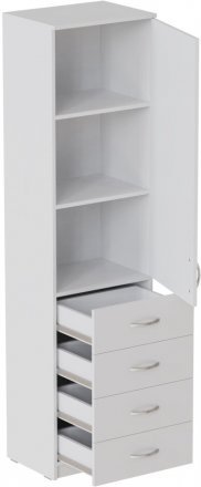 Пенал Анжело Ferrum-decor на 3 полиці з дверима та 4 ящиками 1900x500x380 ДСП Біле 16 мм (FRD-104965)