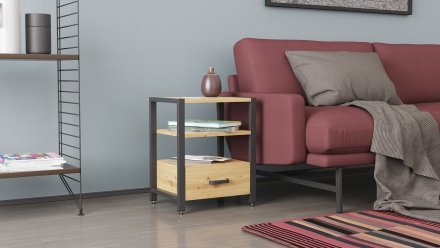Тумба універсальна Ferrum-decor Вів'єн 1/1 50x41x40 чорний ДСП Дуб Артизан 16мм (FRD-104141)