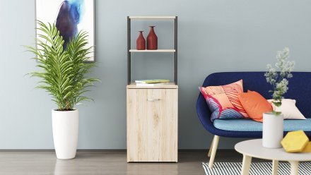 Стіл-тумба трансформер Смарт 4/1 з етажеркою Ferrum-decor 1430x1450x500 Чорний метал ДСП Дуб Сан-Марино 16 мм (FRD-105124)