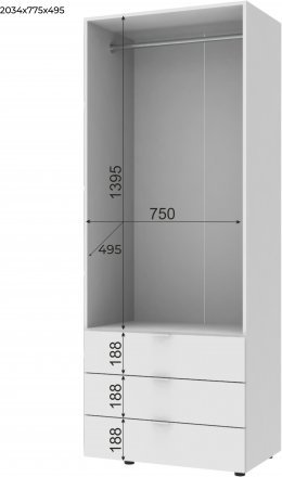 Комплект шаф для одягу Doros Гелар (2 шт.) 193,7х49,5х203,4 см Білий (DRS-011170) Комплект шаф для одягу Doros Гелар (2 шт.) 193,7х49,5х203,4 см Білий (DRS-011170)