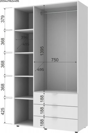 Комплект шаф для одягу Doros Гелар (2 шт.) 193,7х49,5х203,4 см Білий (DRS-011170) Комплект шаф для одягу Doros Гелар (2 шт.) 193,7х49,5х203,4 см Білий (DRS-011170)