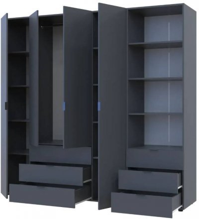 Шафа для одягу Doros Гелар Графіт 4ДСП з пеналом 215х49.5х203.4 (DRS-011928) Шафа для одягу Doros Гелар Графіт 4ДСП з пеналом 215х49.5х203.4 (DRS-011928)