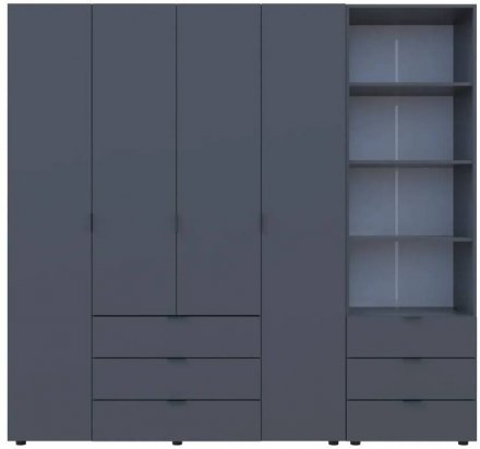 Шафа для одягу Doros Гелар Графіт 4ДСП з пеналом 215х49.5х203.4 (DRS-011928) Шафа для одягу Doros Гелар Графіт 4ДСП з пеналом 215х49.5х203.4 (DRS-011928)