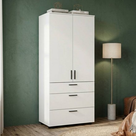 Шафа для одягу Doros Торн Білий 2 ДСП/3Ш (штанга) 90х51.6х200 (DRS-012021) Шафа для одягу Doros Торн Білий 2 ДСП/3Ш (штанга) 90х51.6х200 (DRS-012021)