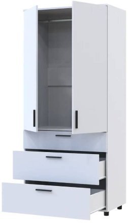 Шафа для одягу Doros Торн Білий 2 ДСП/3Ш (штанга) 90х51.6х200 (DRS-012021) Шафа для одягу Doros Торн Білий 2 ДСП/3Ш (штанга) 90х51.6х200 (DRS-012021)