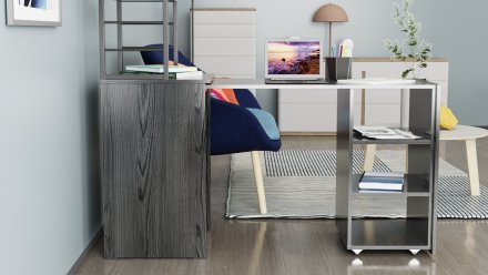 Стіл-тумба трансформер Смарт 4/1 з етажеркою Ferrum-decor 1430x1450x500 Чорний метал ДСП Сосна Кембра 16 мм (FRD-105125) Стіл-тумба трансформер Смарт 4/1 з етажеркою Ferrum-decor 1430x1450x500 Чорний метал ДСП Сосна Кембра 16 мм (FRD-105125)