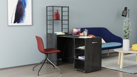 Стіл-тумба трансформер Смарт 4/1 з етажеркою Ferrum-decor 1430x1450x500 Чорний метал ДСП Сосна Кембра 16 мм (FRD-105125) Стіл-тумба трансформер Смарт 4/1 з етажеркою Ferrum-decor 1430x1450x500 Чорний метал ДСП Сосна Кембра 16 мм (FRD-105125)