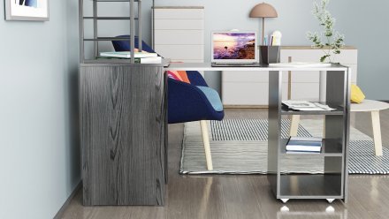 Стіл-тумба трансформер Смарт 4/1 з етажеркою Ferrum-decor 1430x1450x500 Чорний метал ДСП Сосна Кембра 16 мм (FRD-105125) Стіл-тумба трансформер Смарт 4/1 з етажеркою Ferrum-decor 1430x1450x500 Чорний метал ДСП Сосна Кембра 16 мм (FRD-105125)