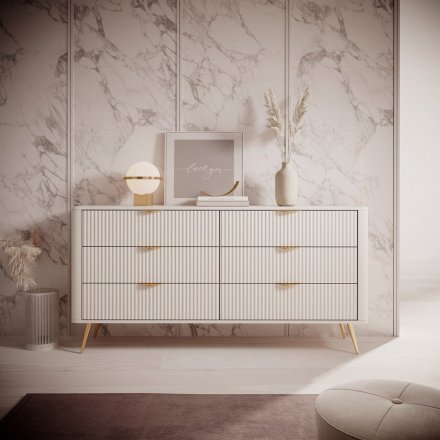 Комод Perfect Home Ланте / Lante з 6 шухлядами і золотими ніжками 6S/163 Беж (PFH-091105) Комод Perfect Home Ланте / Lante з 6 шухлядами і золотими ніжками 6S/163 Беж (PFH-091105)