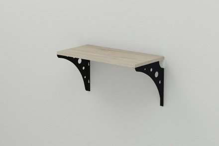 Полиця настінна Ferrum-decor Ханді 2 240x500x240 метал Чорний ДСП Сонома 16 мм (FRD-102557)