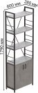 Етажерка 4/60 Ferrum-decor Серії Конект із тумбою 179x60x28 Чорний ДСП Бетон (FRD-104490)