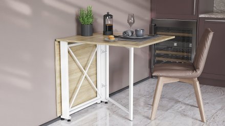 Стіл-книга трансформер Оріон 2 Ferrum-decor 750x1520x730 Білий метал ДСП Дуб Сонома 16 мм (FRD-104593) Стіл-книга трансформер Оріон 2 Ferrum-decor 750x1520x730 Білий метал ДСП Дуб Сонома 16 мм (FRD-104593)