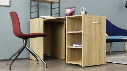 Стіл-тумба трансформер Смарт 4/1 з етажеркою Ferrum-decor 1430x1450x500 Чорний метал ДСП Дуб Сонома 16 мм (FRD-105126) Стіл-тумба трансформер Смарт 4/1 з етажеркою Ferrum-decor 1430x1450x500 Чорний метал ДСП Дуб Сонома 16 мм (FRD-105126)