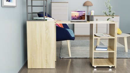 Стіл-тумба трансформер Смарт 4/1 з етажеркою Ferrum-decor 1430x1450x500 Чорний метал ДСП Дуб Сонома 16 мм (FRD-105126) Стіл-тумба трансформер Смарт 4/1 з етажеркою Ferrum-decor 1430x1450x500 Чорний метал ДСП Дуб Сонома 16 мм (FRD-105126)
