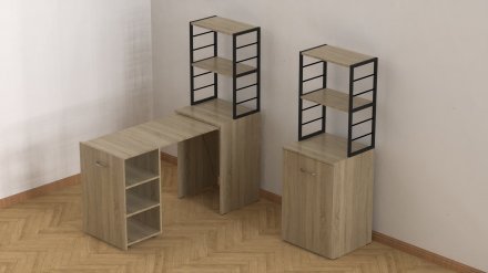 Стіл-тумба трансформер Смарт 4/1 з етажеркою Ferrum-decor 1430x1450x500 Чорний метал ДСП Дуб Сонома 16 мм (FRD-105126) Стіл-тумба трансформер Смарт 4/1 з етажеркою Ferrum-decor 1430x1450x500 Чорний метал ДСП Дуб Сонома 16 мм (FRD-105126)