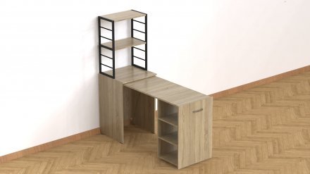 Стіл-тумба трансформер Смарт 4/1 з етажеркою Ferrum-decor 1430x1450x500 Чорний метал ДСП Дуб Сонома 16 мм (FRD-105126) Стіл-тумба трансформер Смарт 4/1 з етажеркою Ferrum-decor 1430x1450x500 Чорний метал ДСП Дуб Сонома 16 мм (FRD-105126)