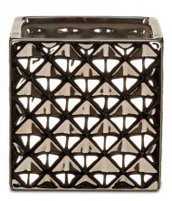 Кашпо для квітів Crystal кераміка 11" куб сріблясто-чорний 62213