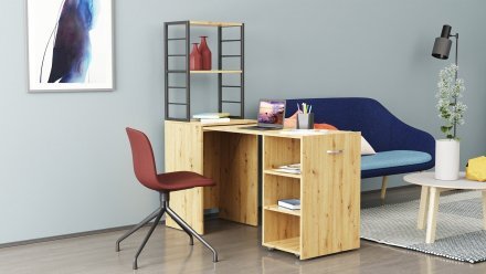 Стіл-тумба трансформер Смарт 4/1 з етажеркою Ferrum-decor 1430x1450x500 Чорний метал ДСП Дуб Артизан 16 мм (FRD-105128) Стіл-тумба трансформер Смарт 4/1 з етажеркою Ferrum-decor 1430x1450x500 Чорний метал ДСП Дуб Артизан 16 мм (FRD-105128)