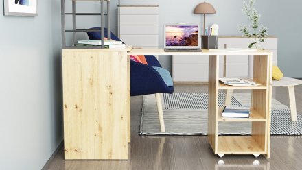 Стіл-тумба трансформер Смарт 4/1 з етажеркою Ferrum-decor 1430x1450x500 Чорний метал ДСП Дуб Артизан 16 мм (FRD-105128) Стіл-тумба трансформер Смарт 4/1 з етажеркою Ferrum-decor 1430x1450x500 Чорний метал ДСП Дуб Артизан 16 мм (FRD-105128)