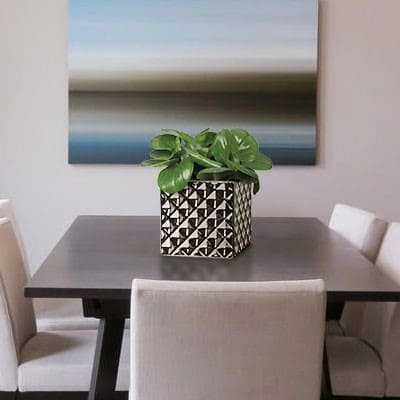 Кашпо для квітів Crystal кераміка 15" куб сріблясто-чорний 62214 Кашпо для квітів Crystal кераміка 15" куб сріблясто-чорний 62214