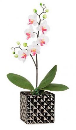 Кашпо для квітів Crystal кераміка 15" куб сріблясто-чорний 62214 Кашпо для квітів Crystal кераміка 15" куб сріблясто-чорний 62214