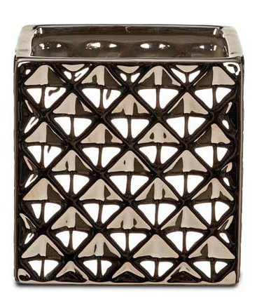 Кашпо для квітів Crystal кераміка 15" куб сріблясто-чорний 62214 Кашпо для квітів Crystal кераміка 15" куб сріблясто-чорний 62214