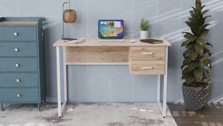 Комп'ютерний стіл Ferrum-decor Гаррі 75x140x70 білий ДСП Дуб Сан-Марино 32мм (FRD-101019)