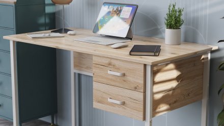 Комп'ютерний стіл Ferrum-decor Гаррі 75x140x70 білий ДСП Дуб Сан-Марино 32мм (FRD-101019)